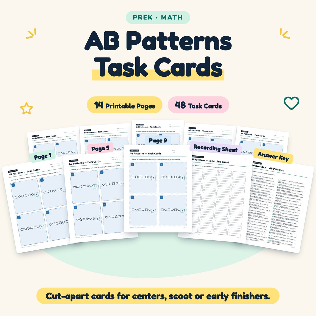 48 AB Patterns Task Cards — cover