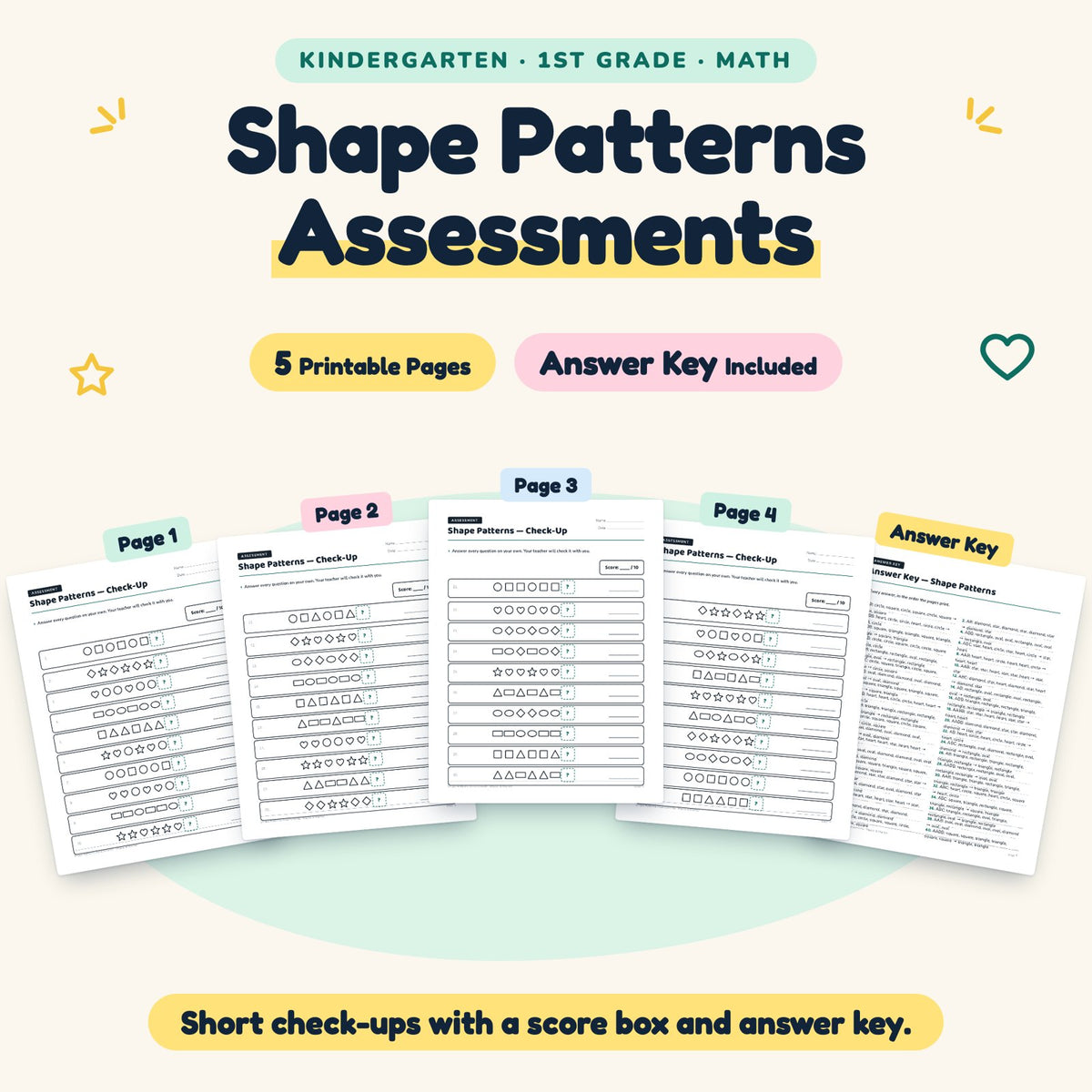 5 Shape Patterns Assessments — cover