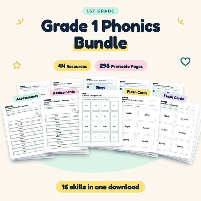 298 Page Grade 1 Phonics Bundle — cover
