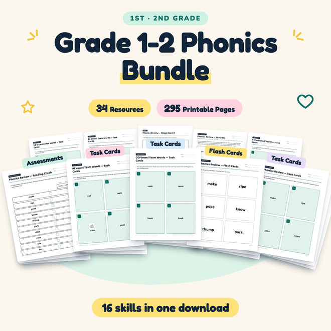 295 Page Grade 1-2 Phonics Bundle — cover