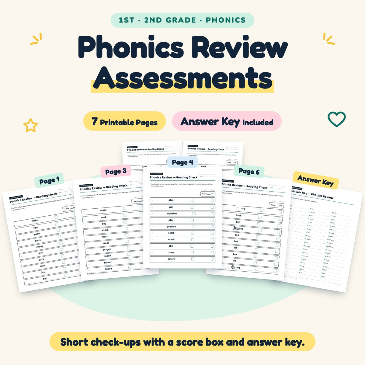 7 Phonics Review Assessments — cover