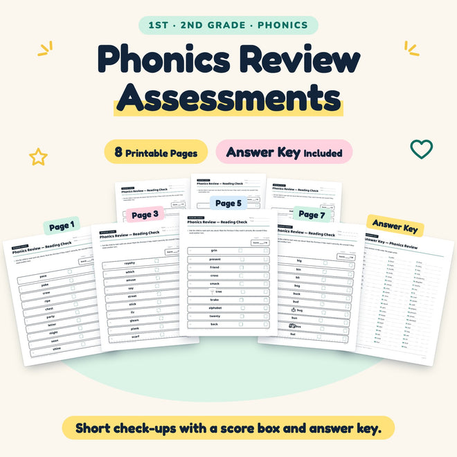 Phonics Review Assessments | 1st–2nd Grade (7 Pages) — cover