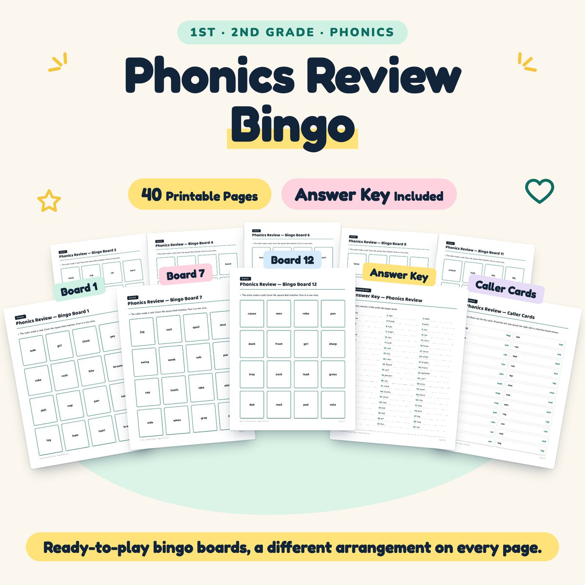 40 Phonics Review Bingo — cover