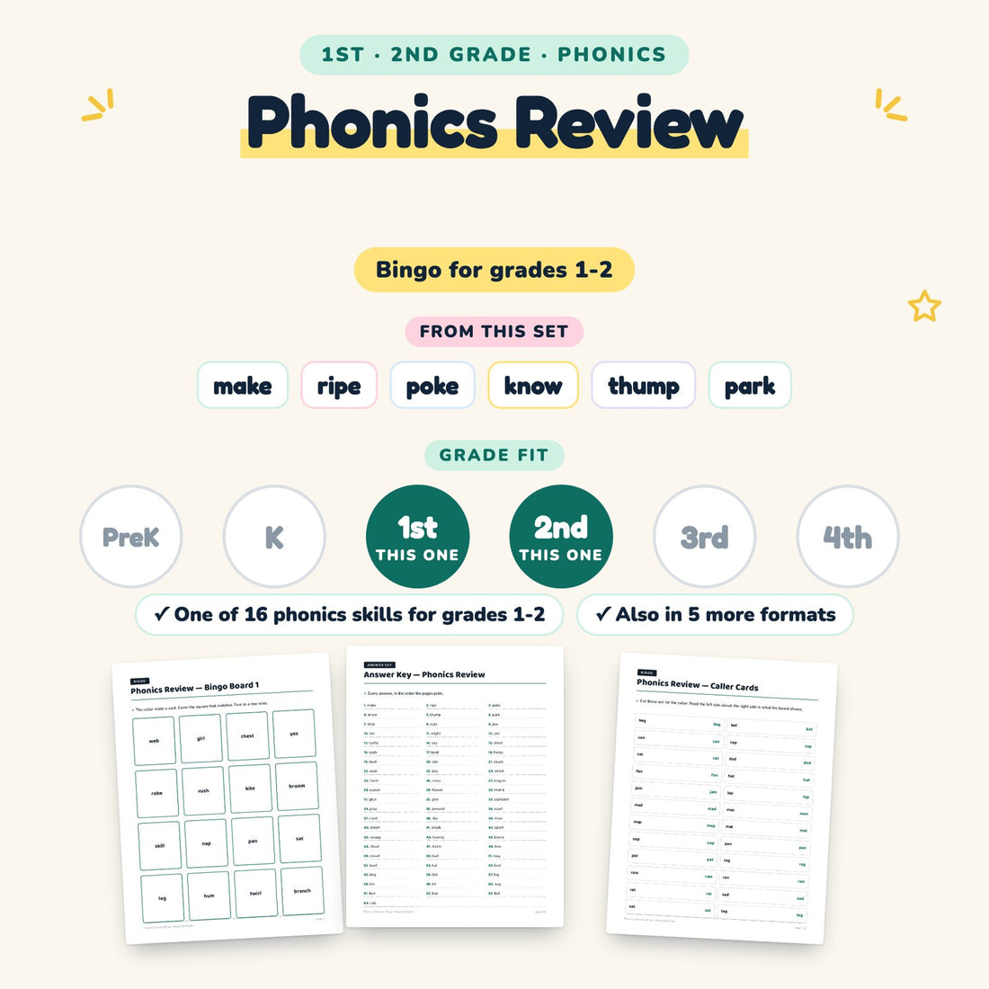 Phonics Review: skill and grade fit