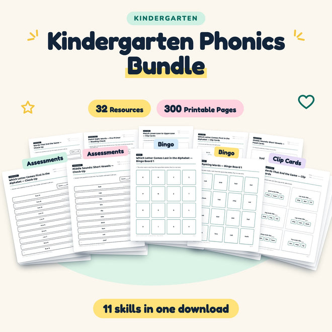 300 Page Kindergarten Phonics Bundle — cover