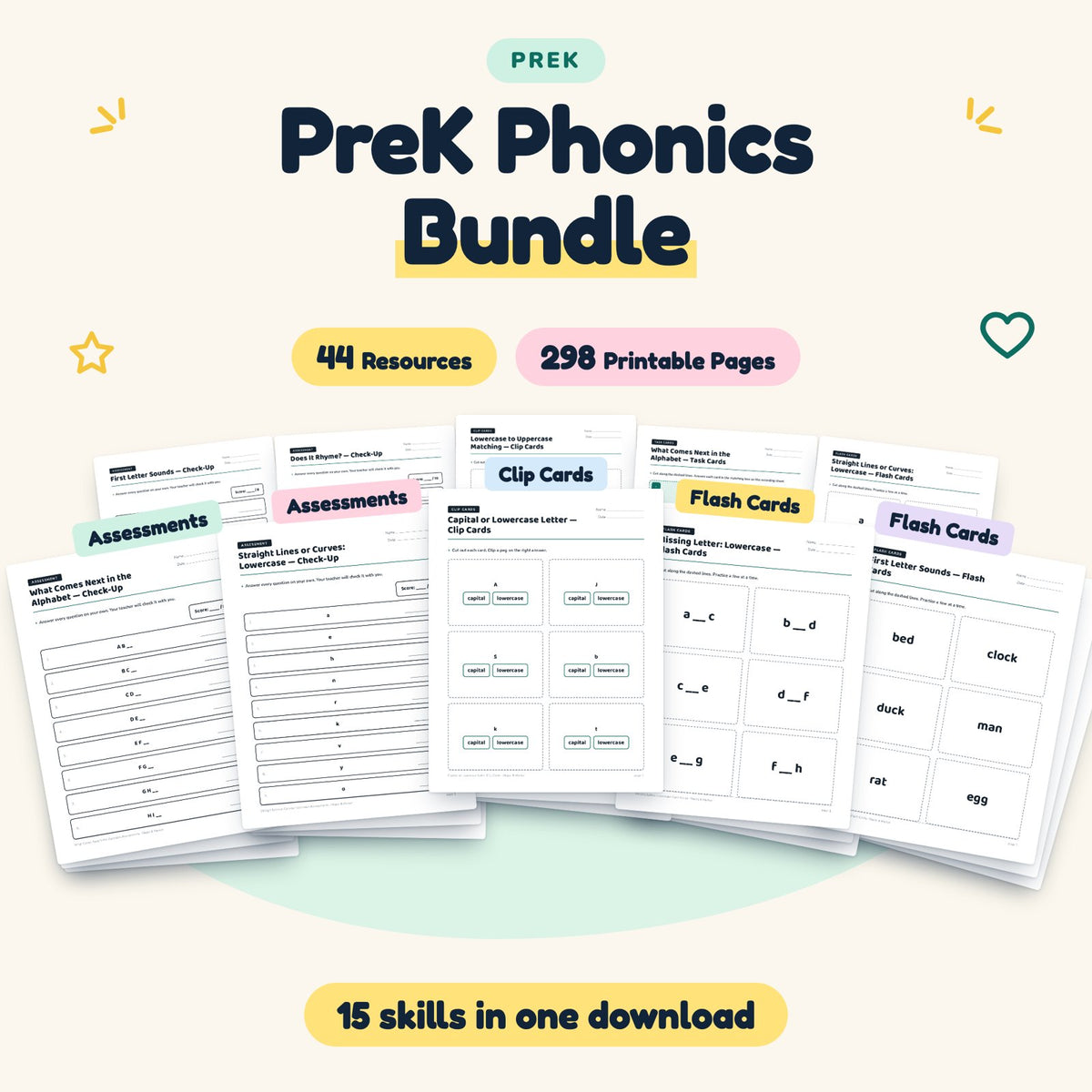 298 Page PreK Phonics Bundle — cover