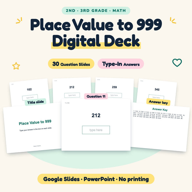 30 Question Place Value to 999 Digital Deck — cover