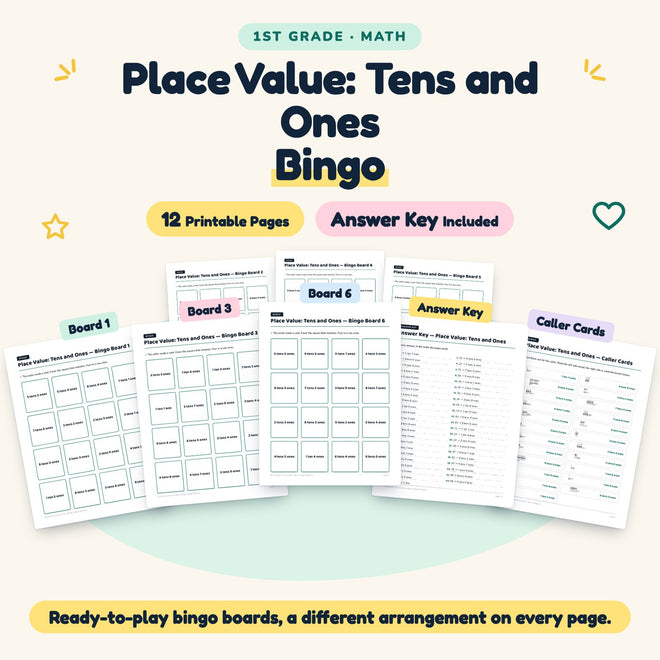 Place Value: Tens and Ones Bingo | 1st Grade Math (8 Pages) — cover