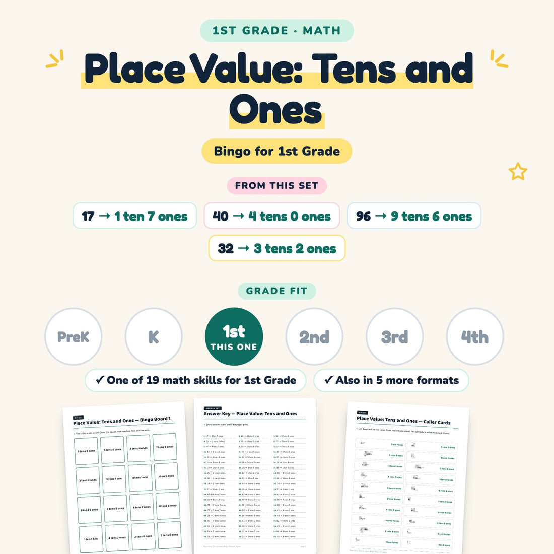 Place Value: Tens and Ones: skill and grade fit