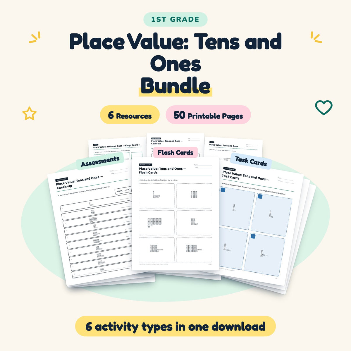 50 Page Place Value: Tens and Ones Bundle — cover