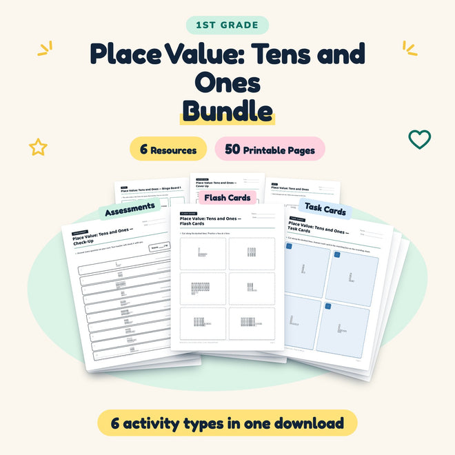 50 Page Place Value: Tens and Ones Bundle — cover