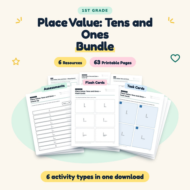 Place Value Bundle | 1st Grade Math (6 Resources, 50 Pages) — cover