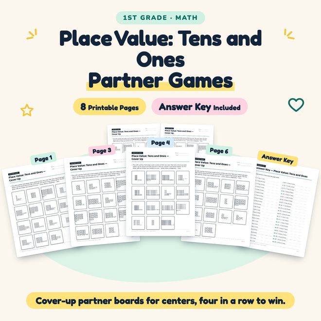 Place Value Partner Games | 1st Grade Math (5 Pages) — cover