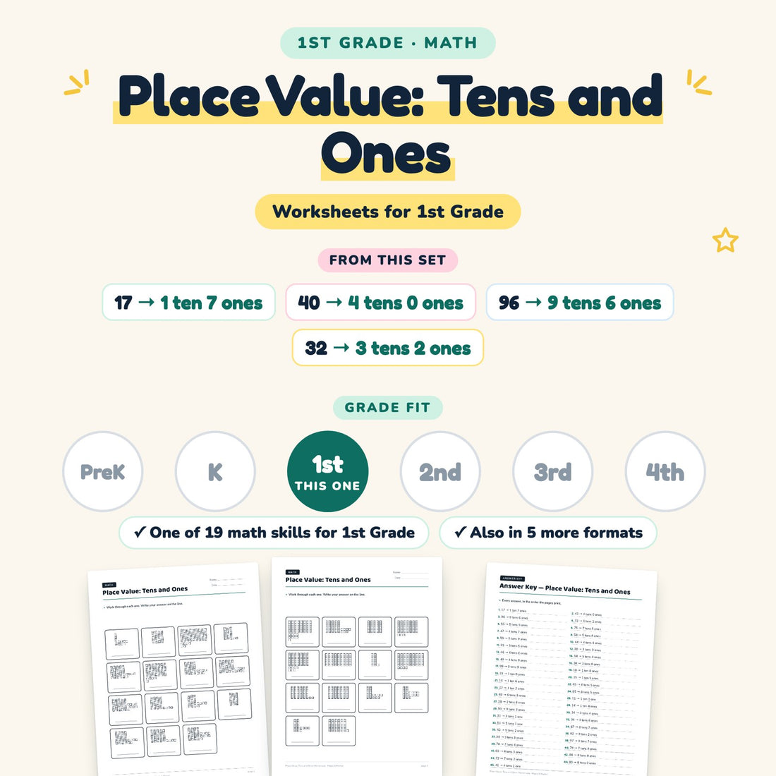 Place Value: Tens and Ones: skill and grade fit