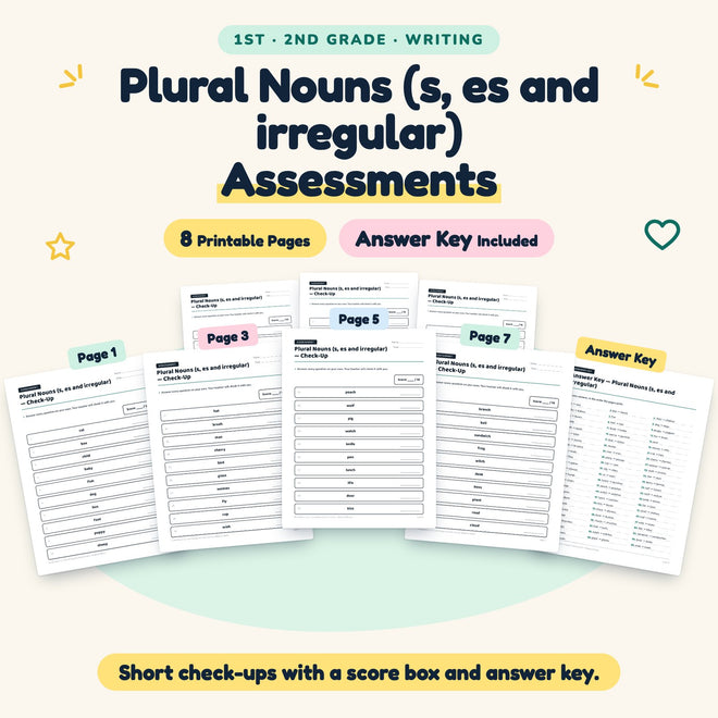 Plural Nouns Assessments | 1st–2nd Grade Grammar (4 Pages) — cover