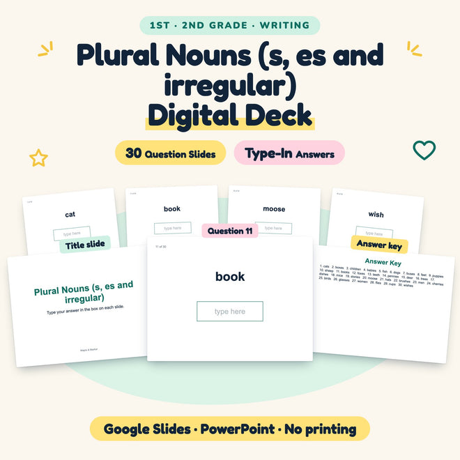 Plural Nouns Digital Activity | Google Slides, 1st–2nd Grade — cover