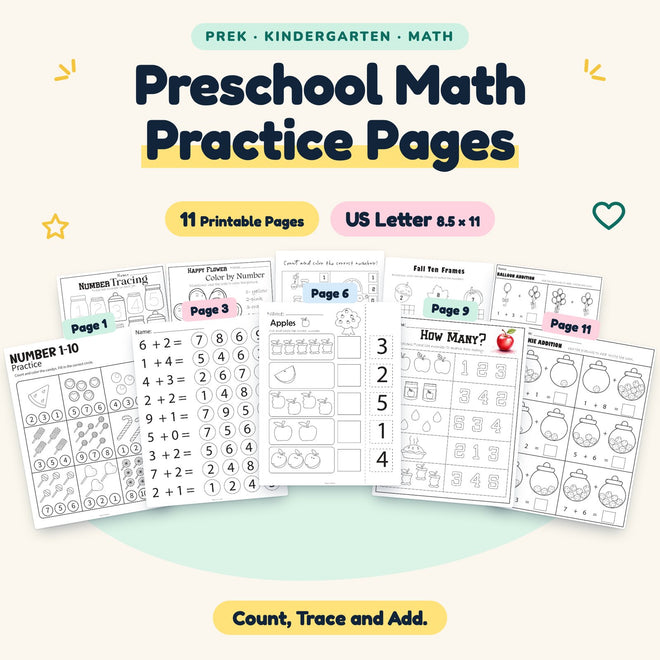 Preschool Math Practice Pages — cover