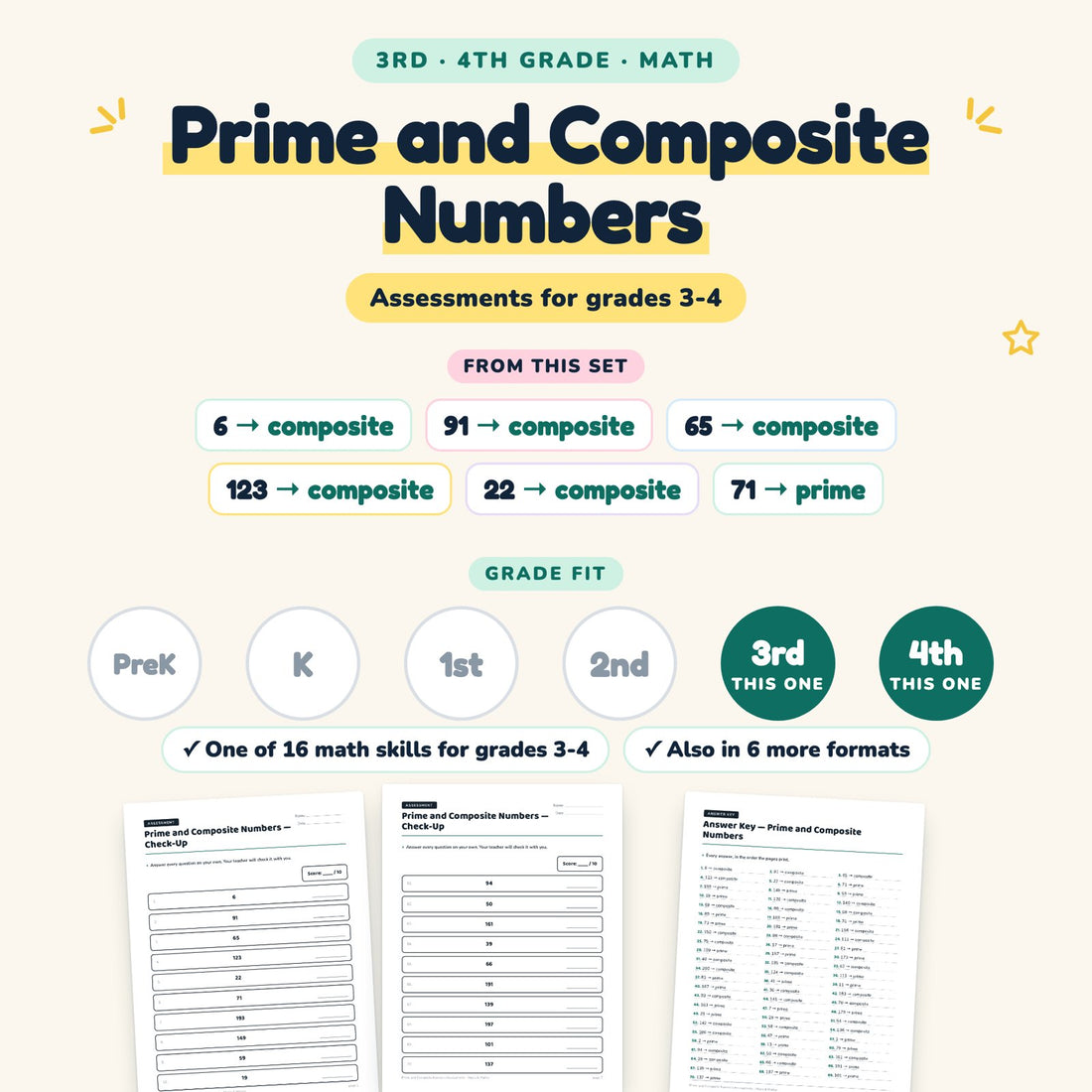 Prime and Composite Numbers: skill and grade fit