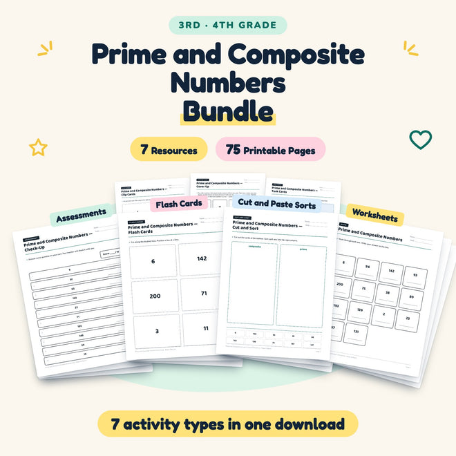 Prime and Composite Numbers Bundle | 3rd–4th Grade Math — cover