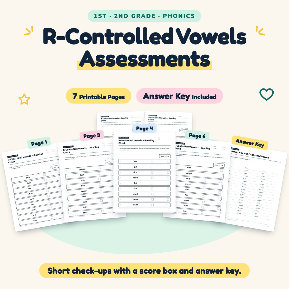 7 R-Controlled Vowels Assessments — cover