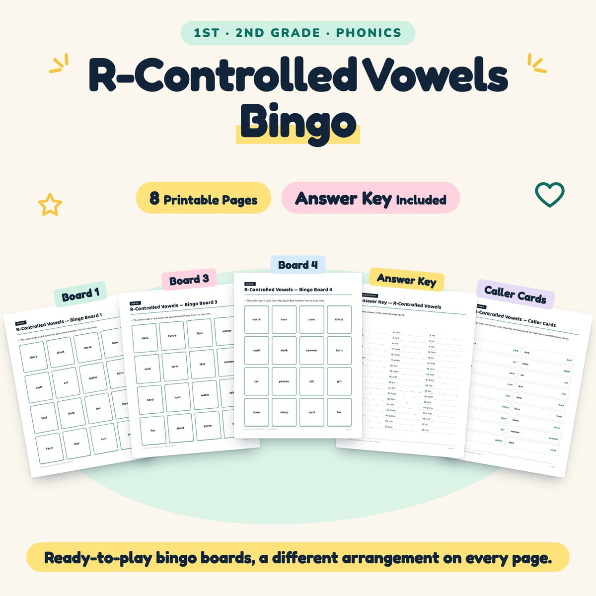 8 R-Controlled Vowels Bingo — cover