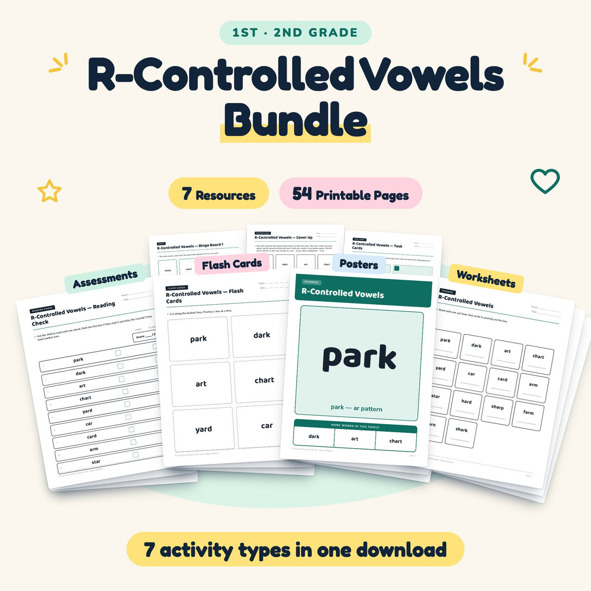 54 Page R-Controlled Vowels Bundle — cover