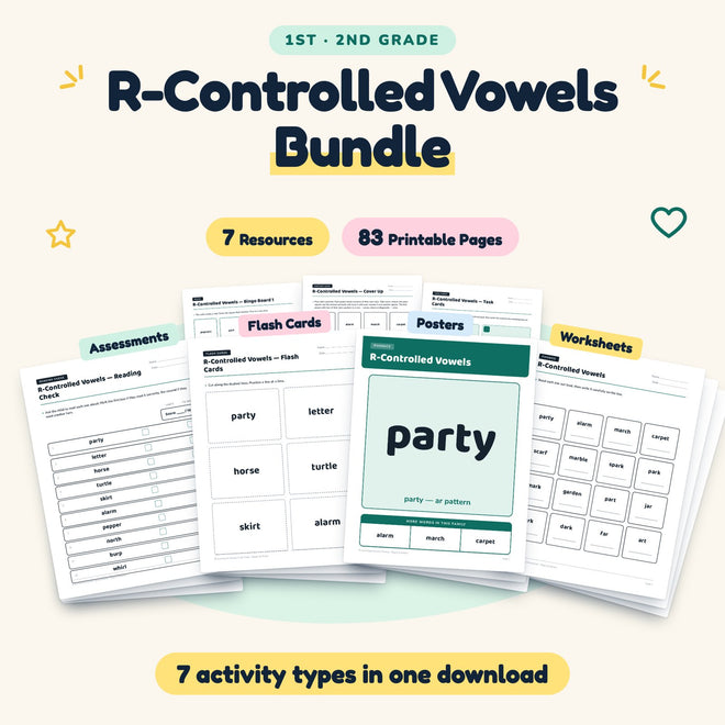 R-Controlled Vowels Bundle | 1st–2nd Grade (7 Resources) — cover