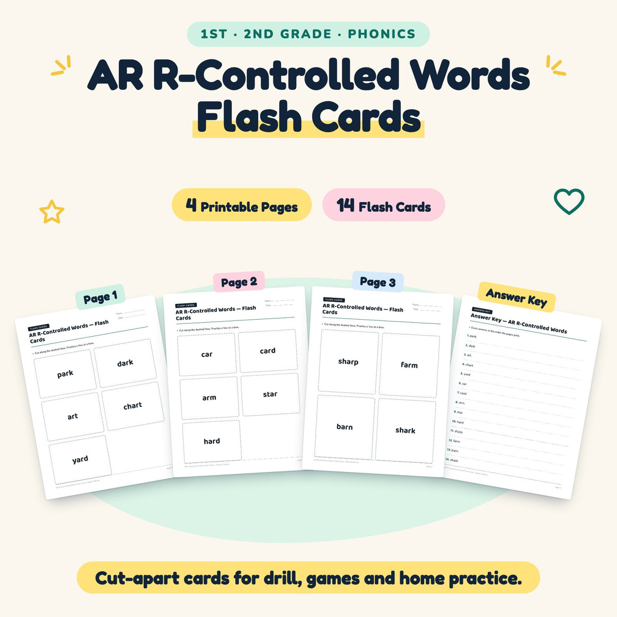 14 AR R-Controlled Words Flash Cards — cover