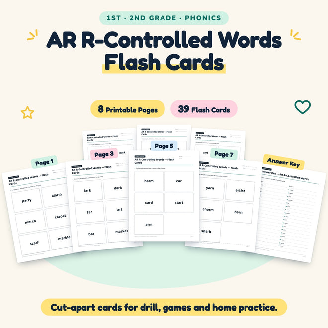 AR R-Controlled Words Flash Cards | 1st–2nd Grade (14 Cards) — cover