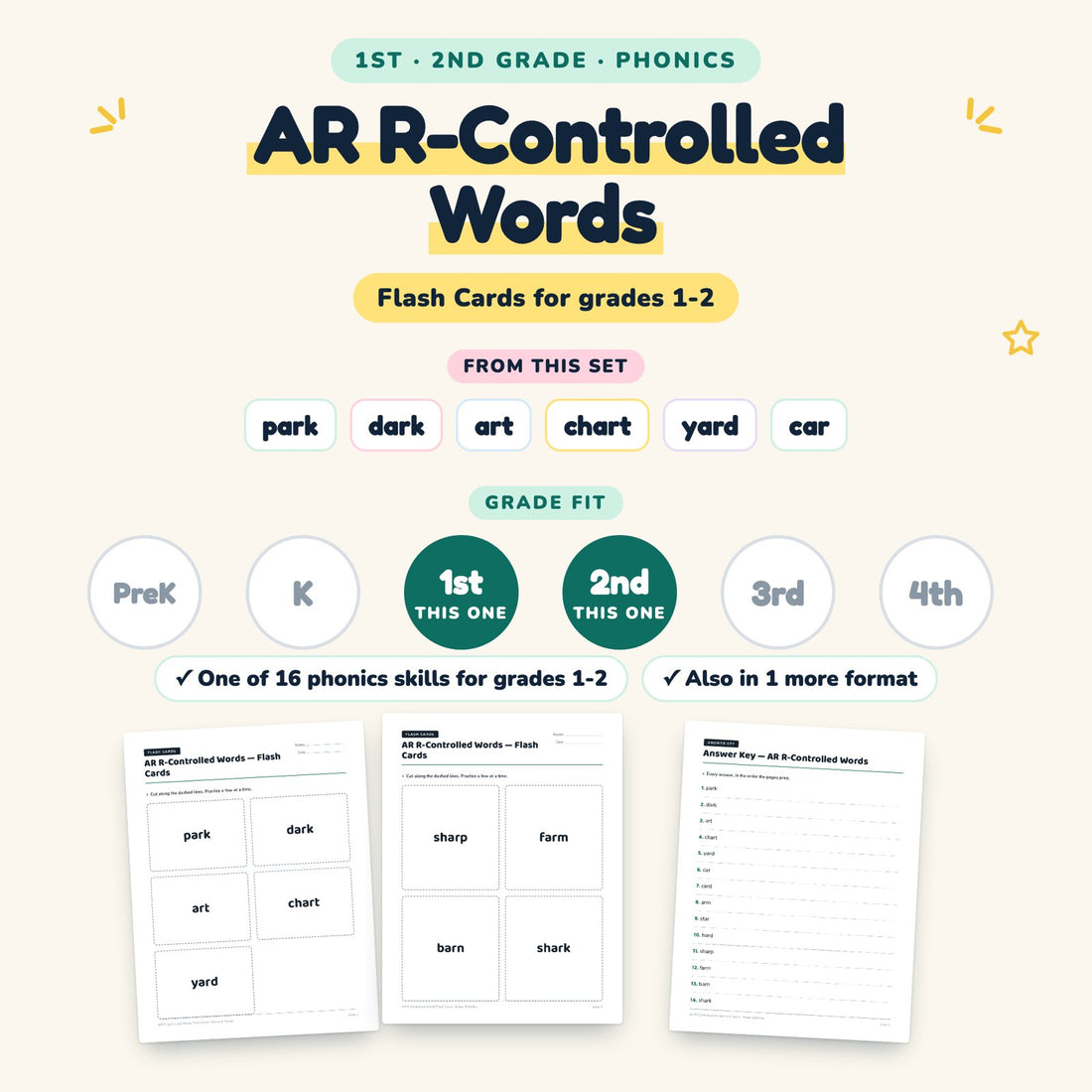AR R-Controlled Words: skill and grade fit
