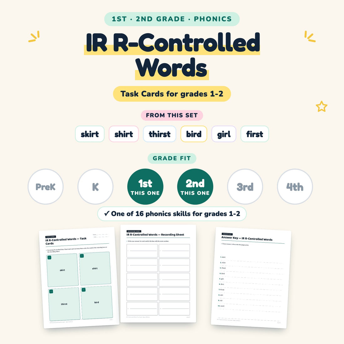 IR R-Controlled Words: skill and grade fit