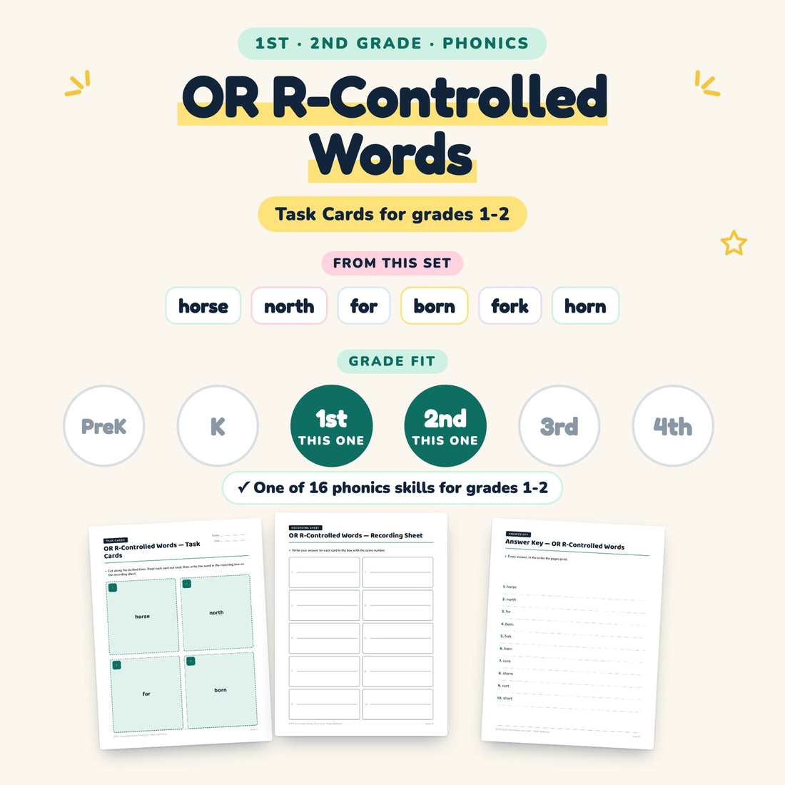 OR R-Controlled Words: skill and grade fit