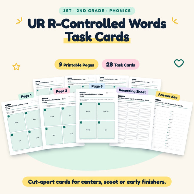UR R-Controlled Words Task Cards | 1st–2nd Grade (10 Cards) — cover