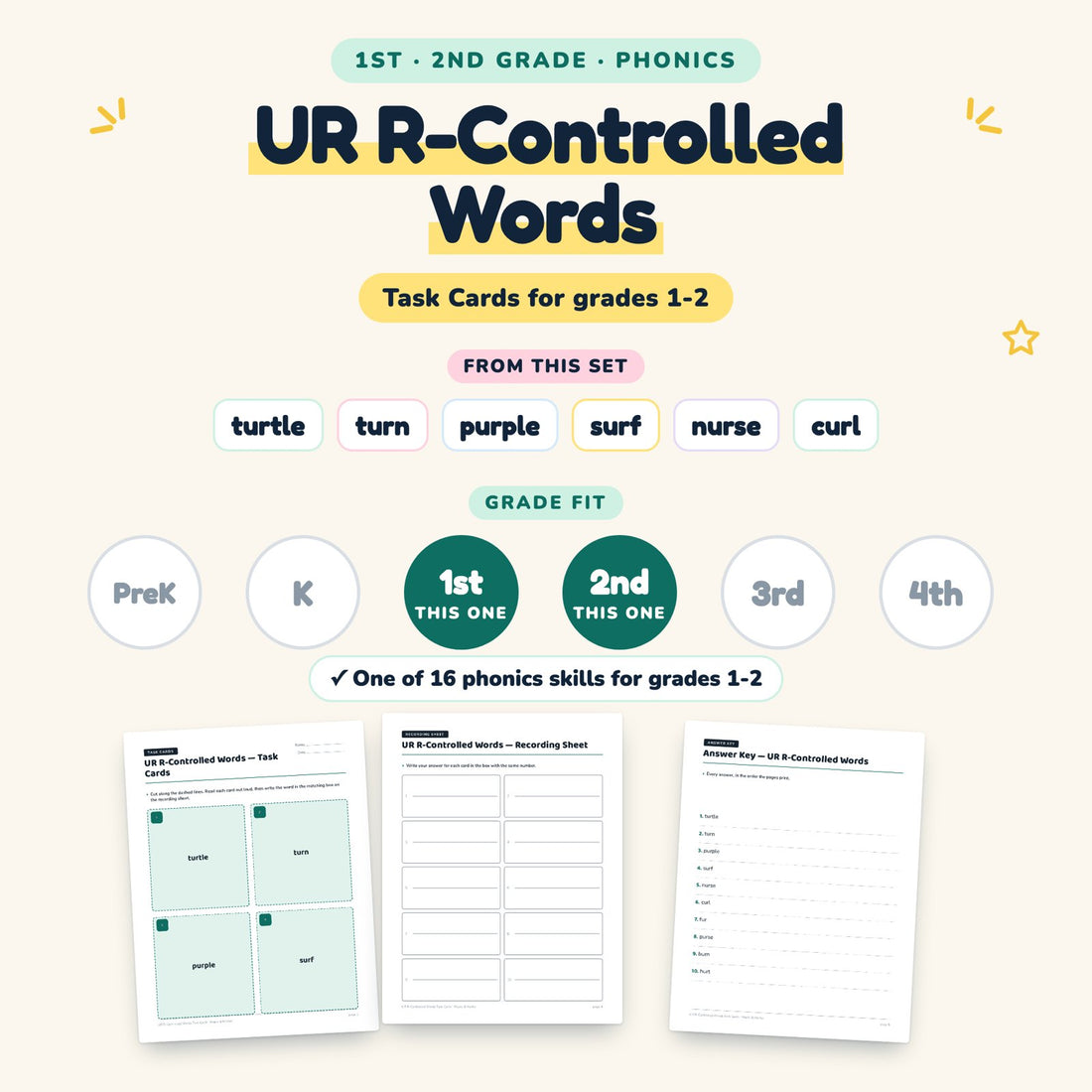 UR R-Controlled Words: skill and grade fit