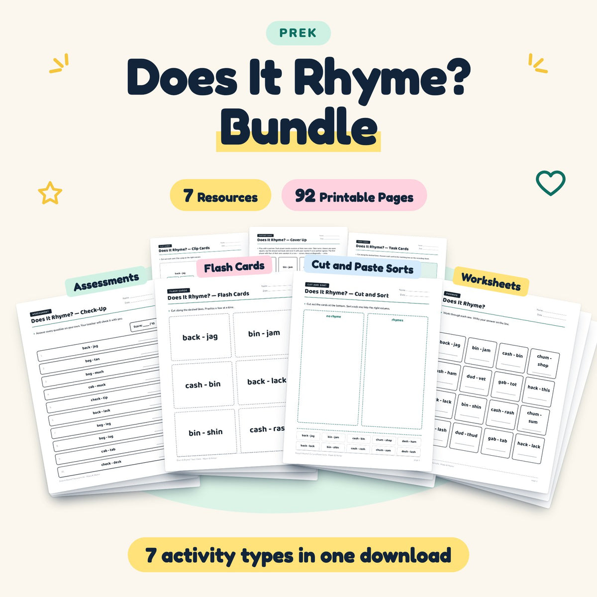 Does It Rhyme? Bundle | Preschool (7 Resources, 91 Pages) — cover