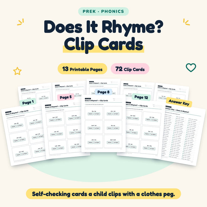 72 Does It Rhyme? Clip Cards — cover