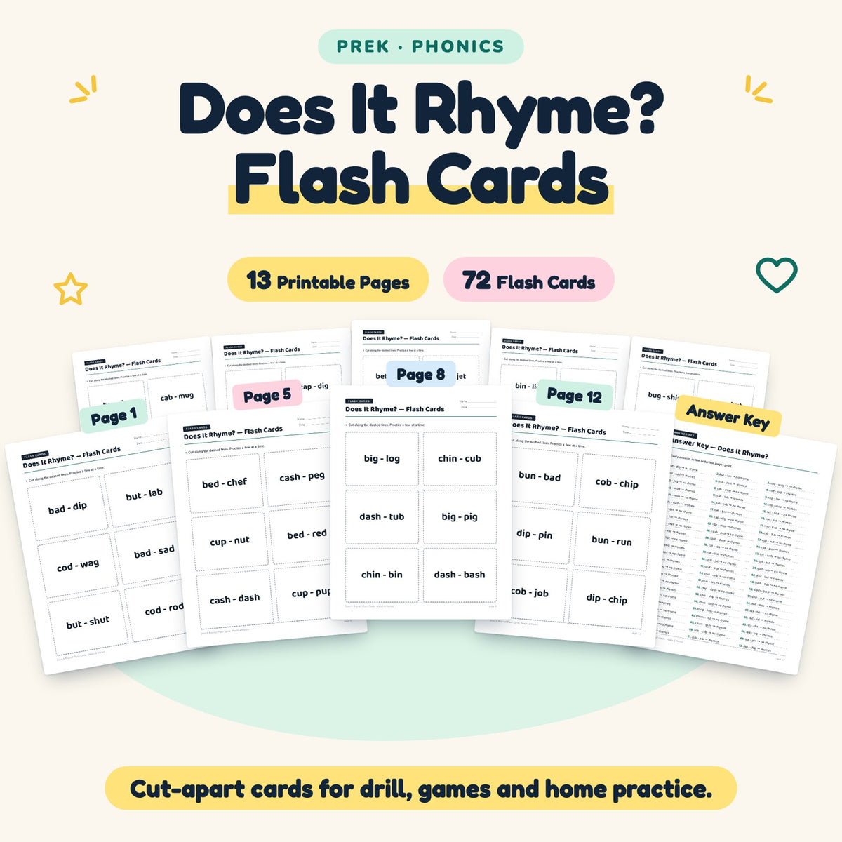 72 Does It Rhyme? Flash Cards — cover