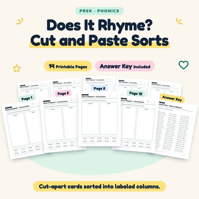 14 Does It Rhyme? Cut and Paste Sorts — cover