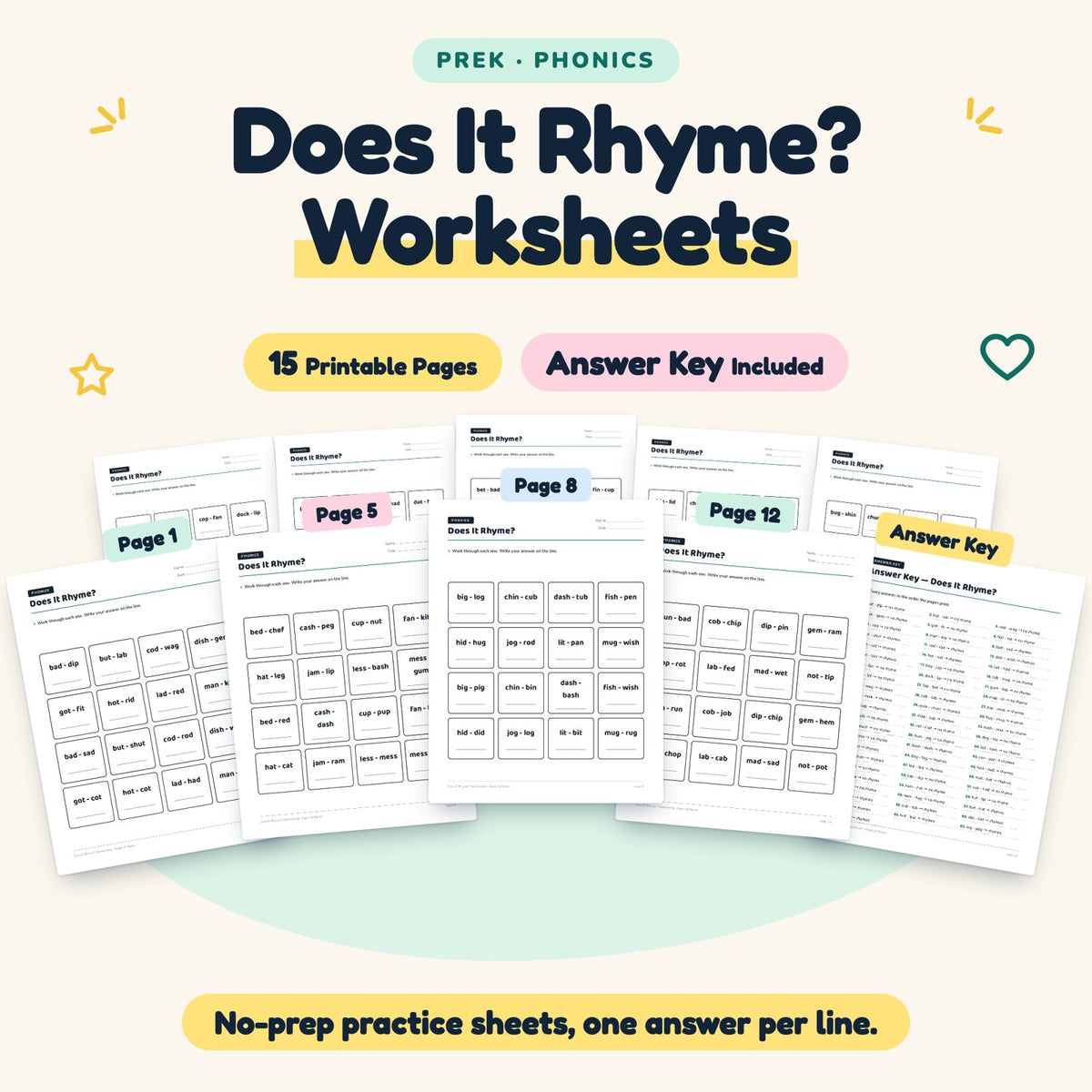 15 Does It Rhyme? Worksheets — cover