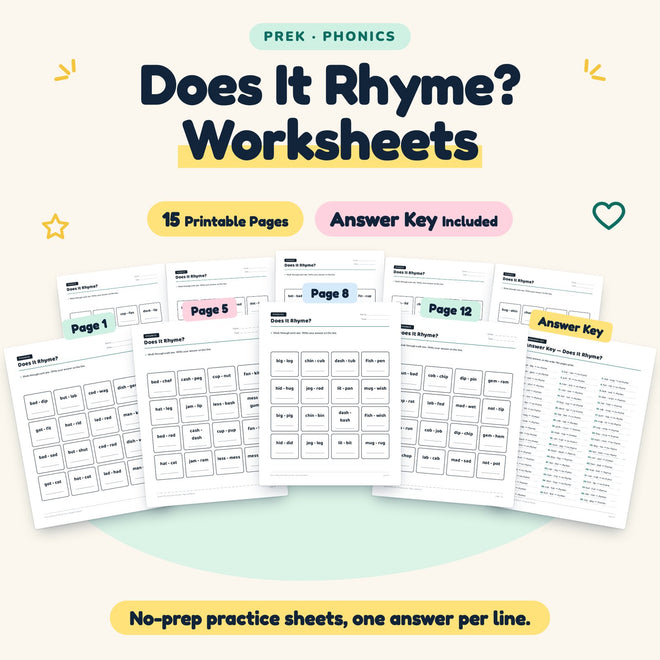 15 Does It Rhyme? Worksheets — cover
