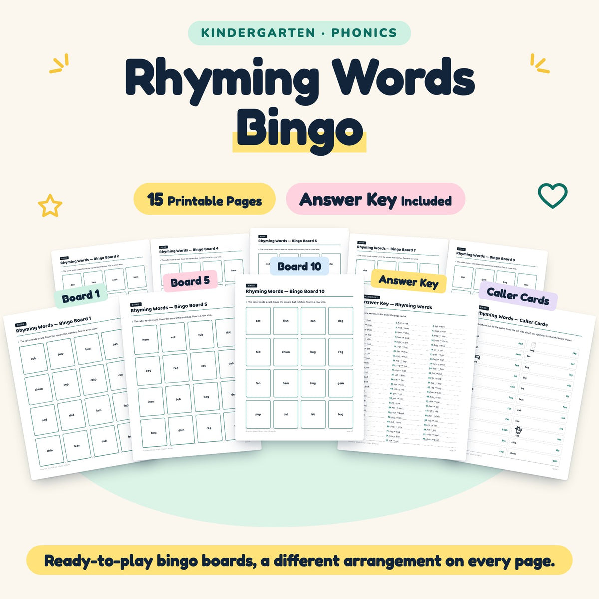 15 Rhyming Words Bingo — cover