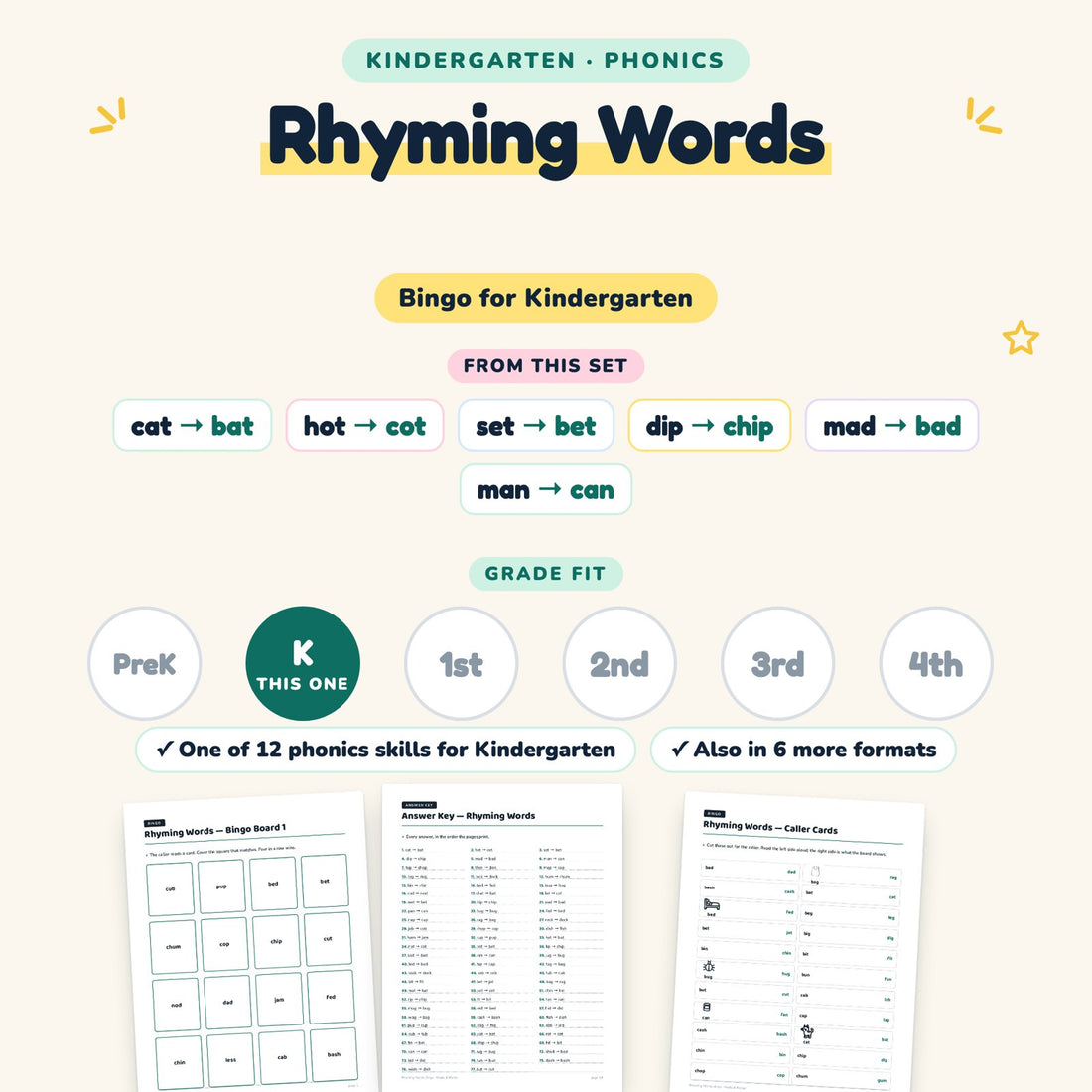 Rhyming Words: skill and grade fit