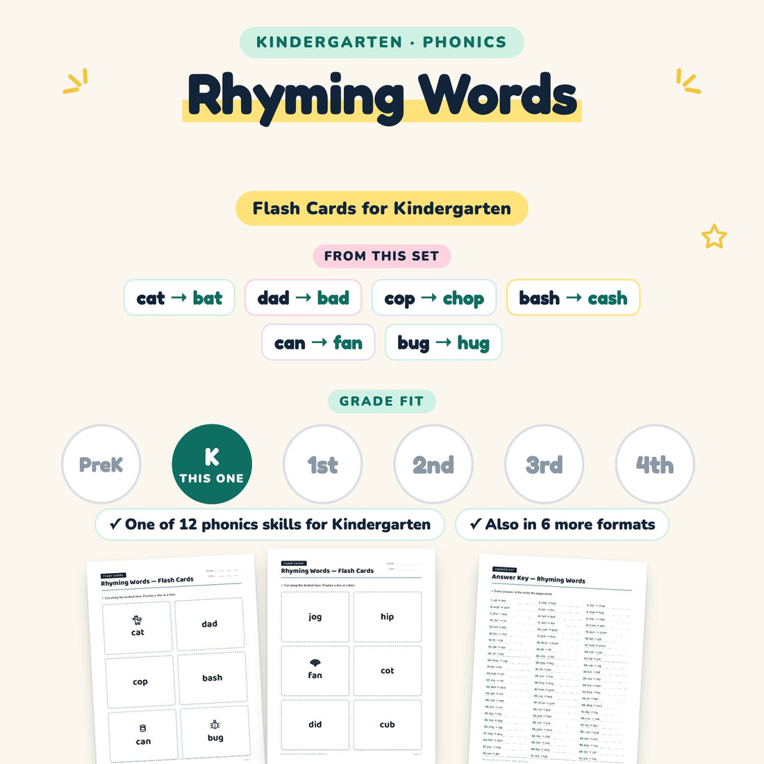 Rhyming Words: skill and grade fit