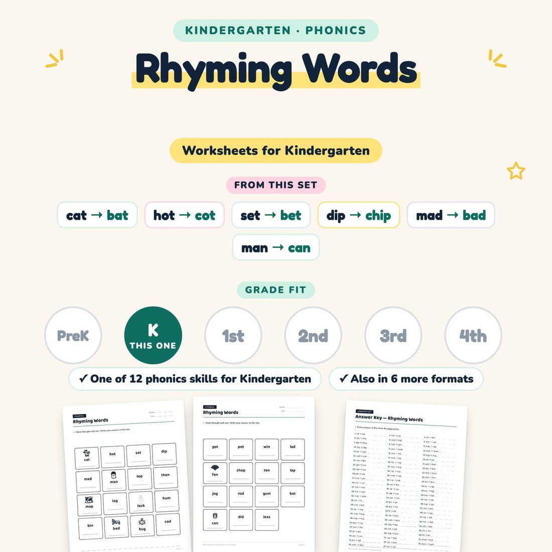 Rhyming Words: skill and grade fit