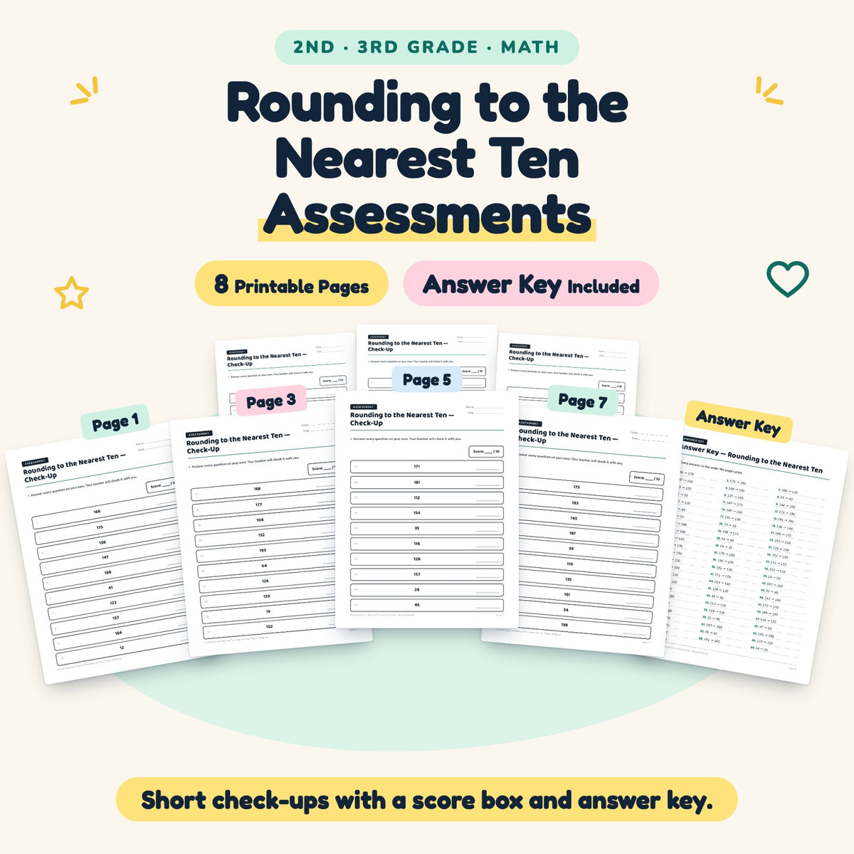 Rounding to the Nearest Ten Assessments | 2nd–3rd Grade Math — cover