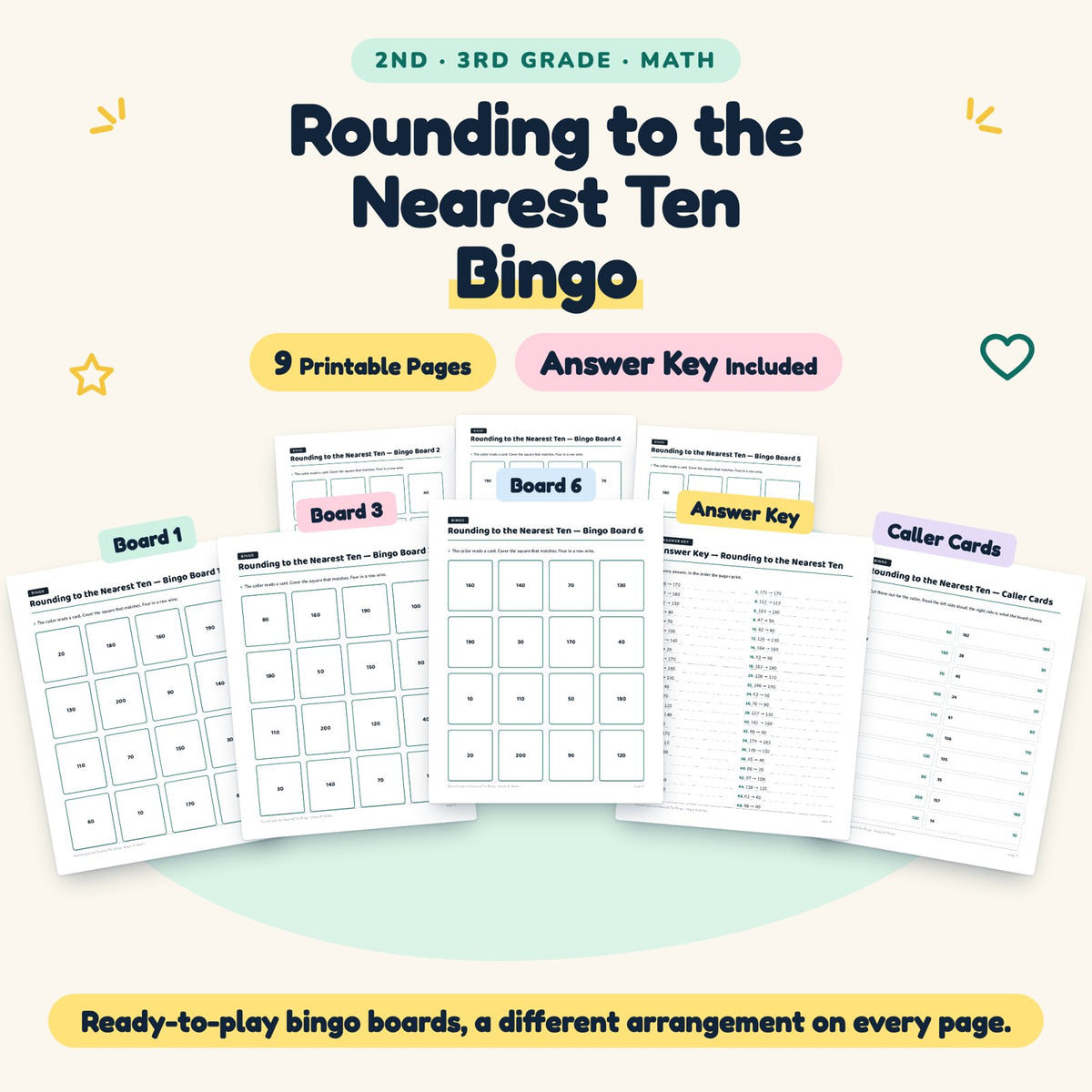 9 Rounding to the Nearest Ten Bingo — cover