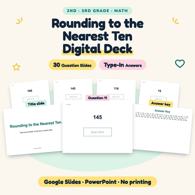 30 Question Rounding to the Nearest Ten Digital Deck — cover