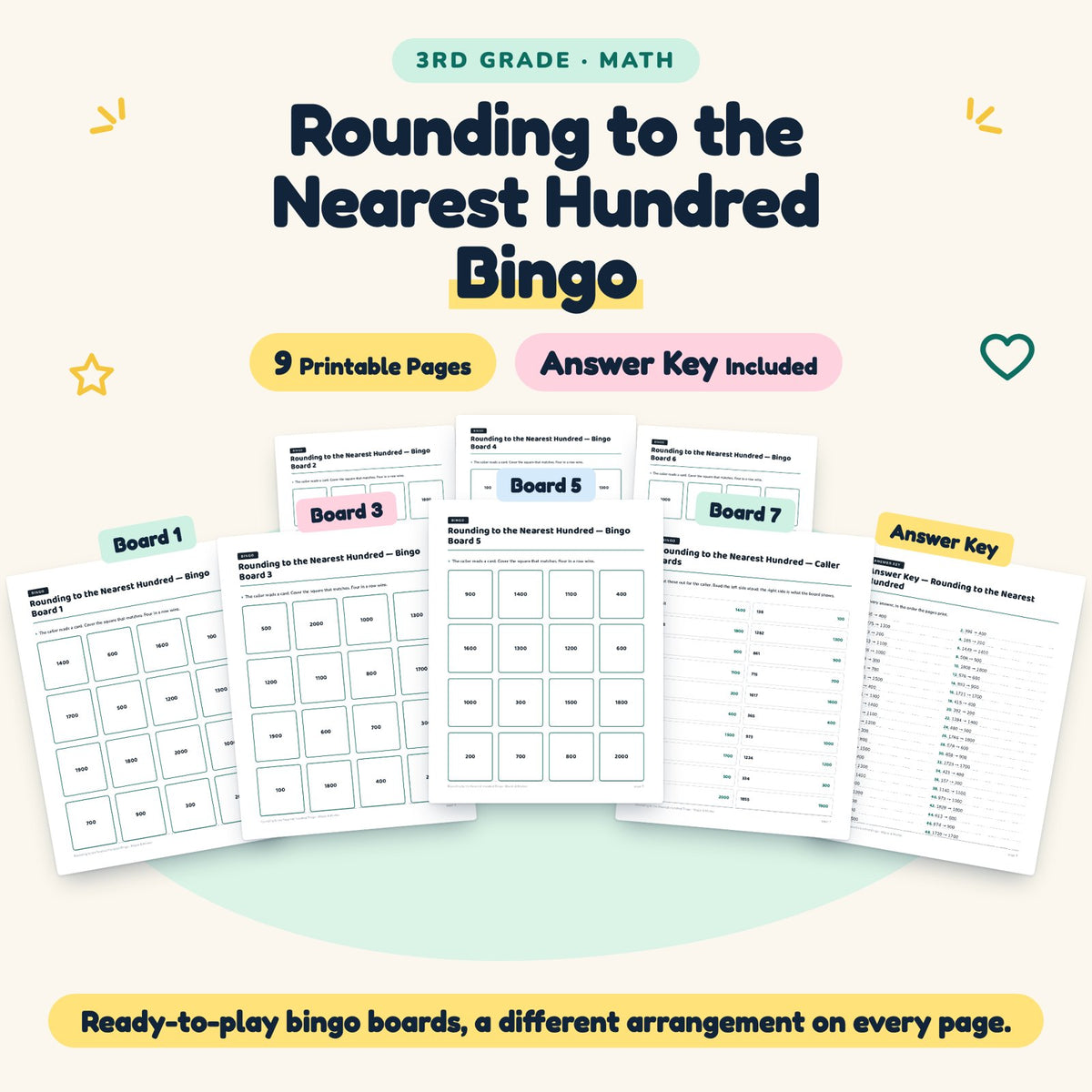 9 Rounding to the Nearest Hundred Bingo — cover