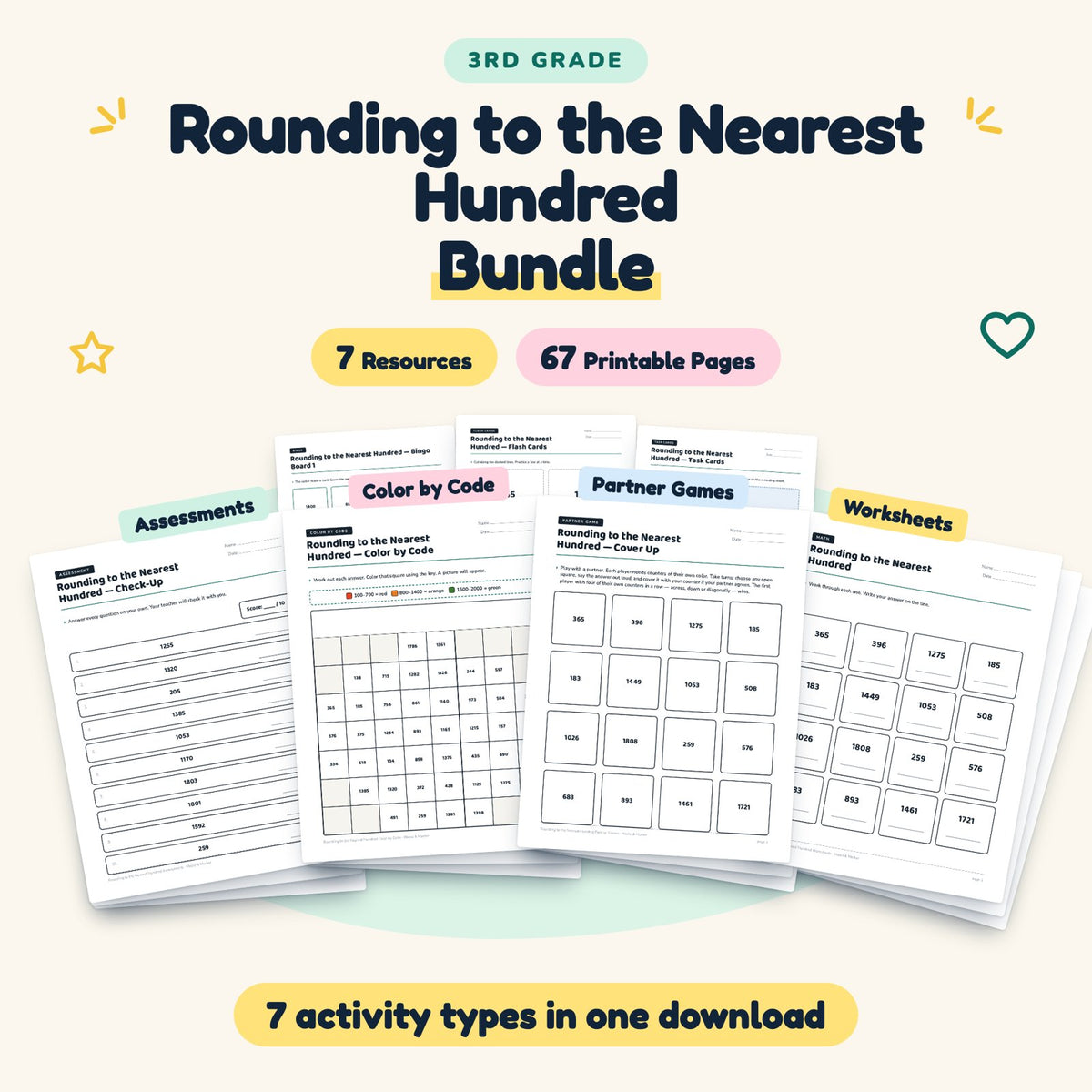 67 Page Rounding to the Nearest Hundred Bundle — cover