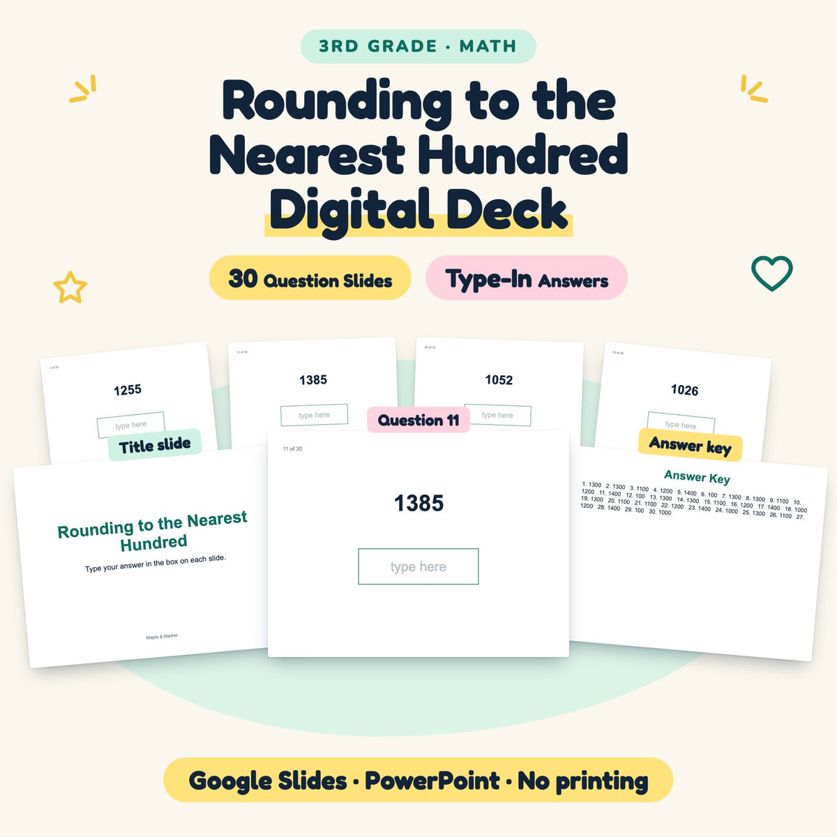 30 Question Rounding to the Nearest Hundred Digital Deck — cover
